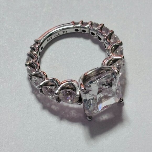 Platinum Clad® 925 Sterling Silver Cushion Cut CZ Engagement Ring Size 4 - Picture 13 of 14